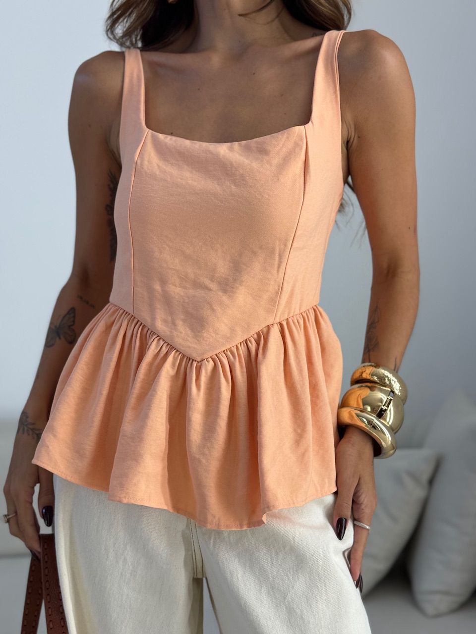 BLUSA ROSANA DECOTE QUADRADO Pêssego