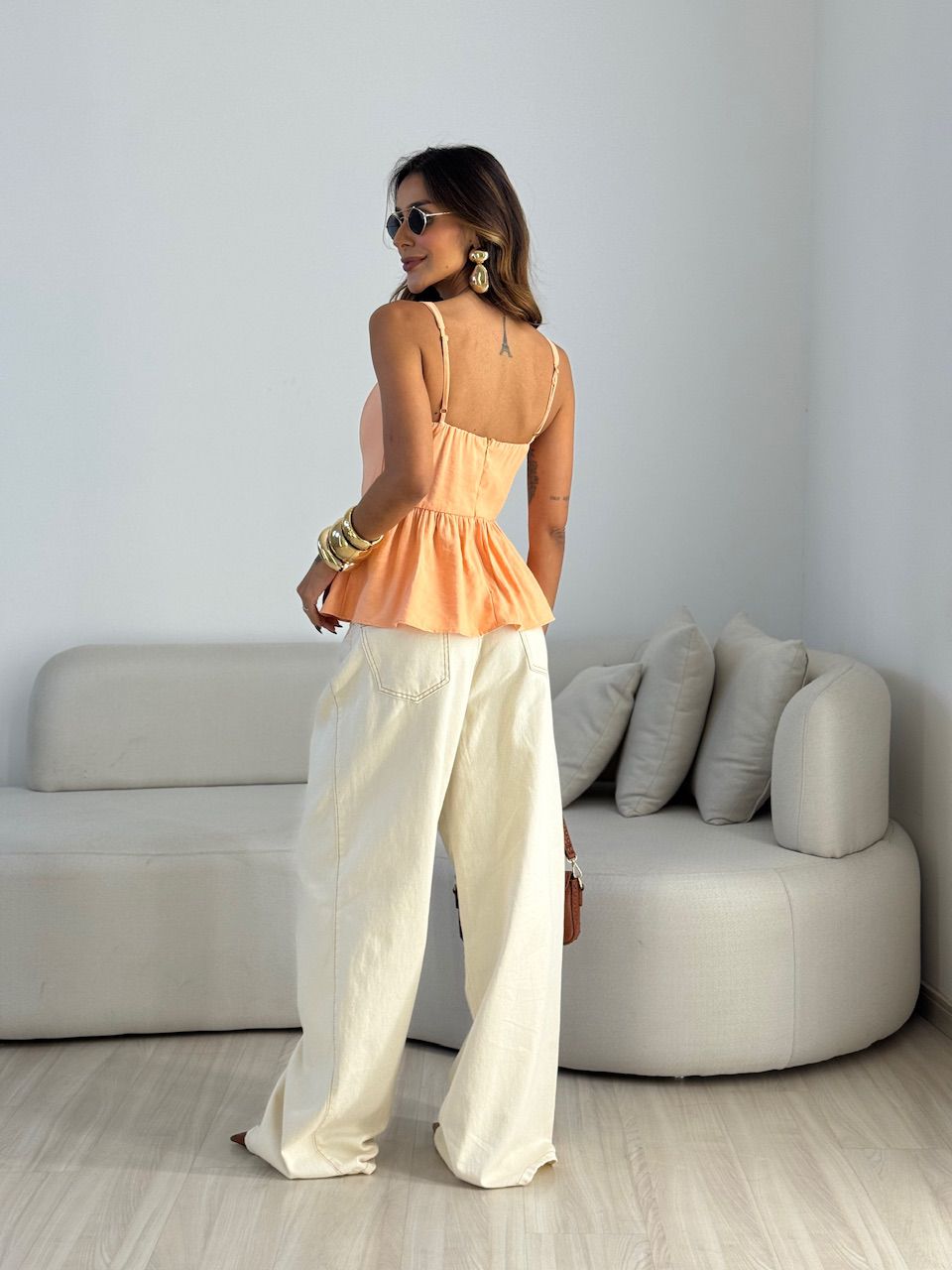 BLUSA ROSANA DECOTE QUADRADO Pêssego