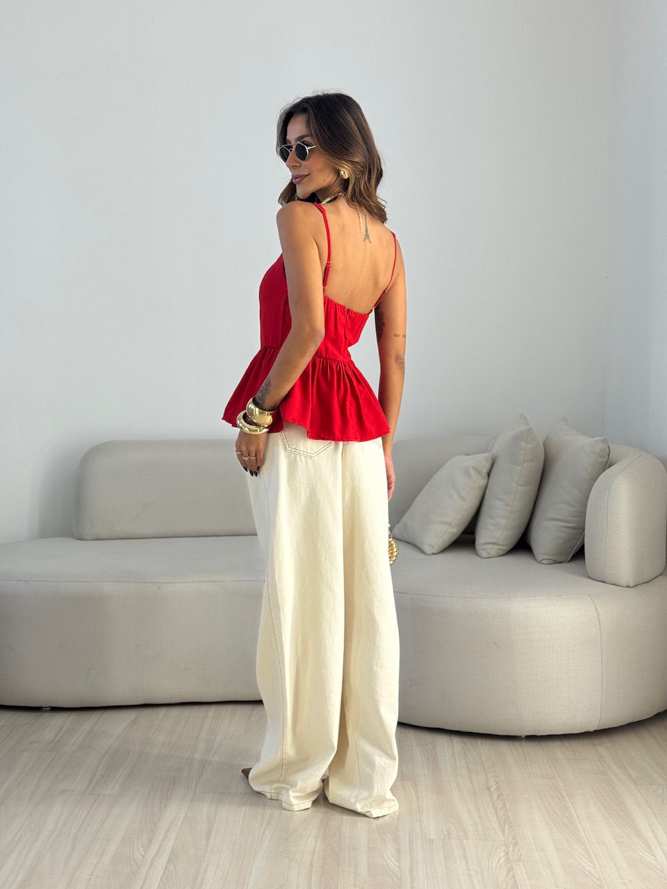 BLUSA ROSANA DECOTE QUADRADO VERMELHO.