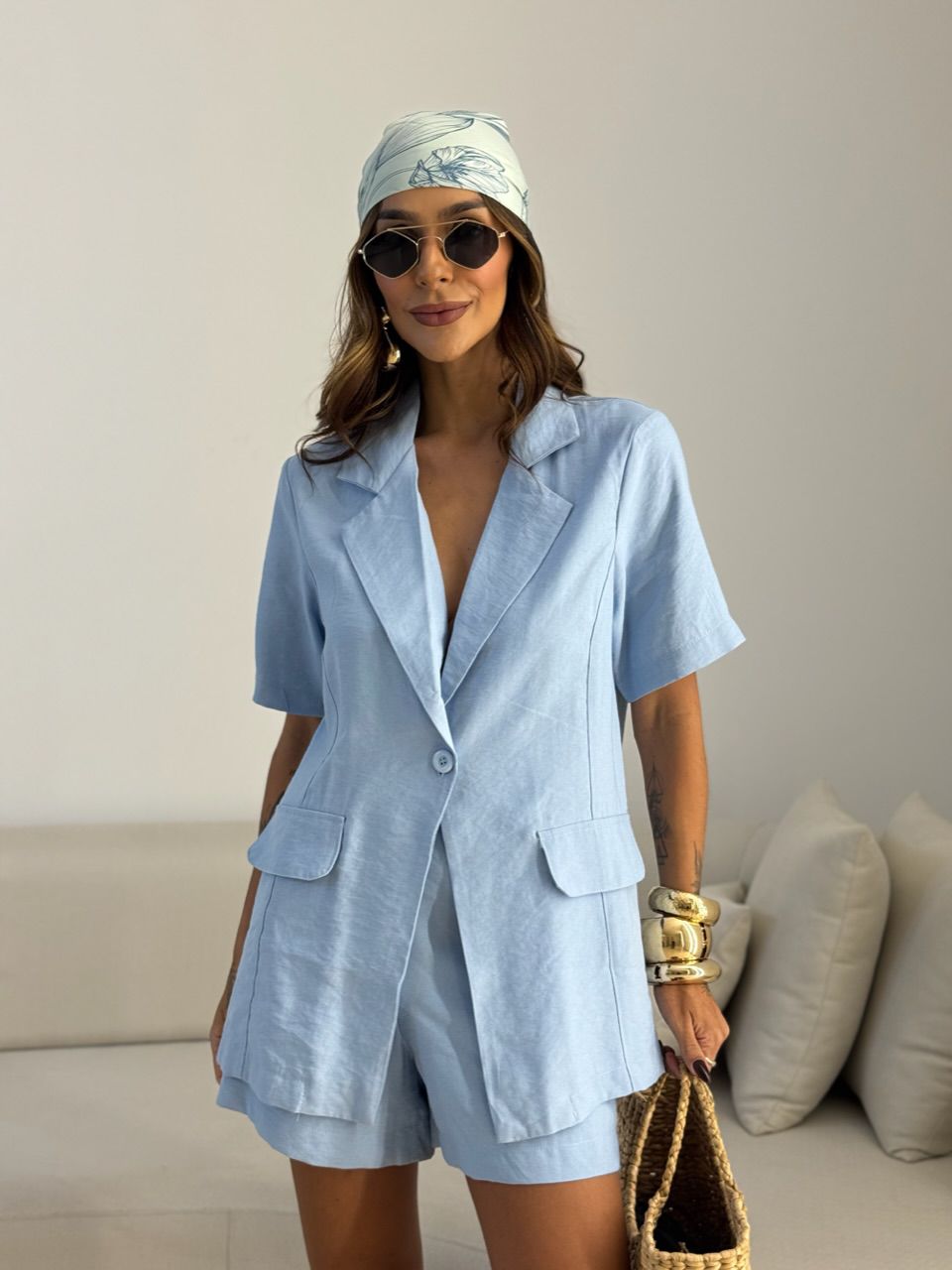 CONJUNTO CARMEN BLAZER SHORT AZUL