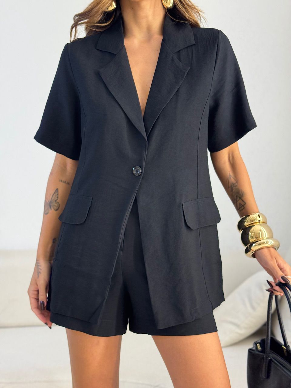 CONJUNTO CARMEN BLAZER SHORT PRETO