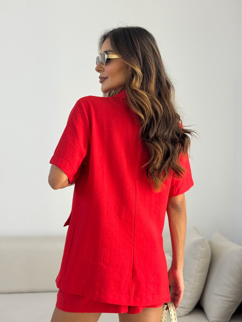 CONJUNTO CARMEN BLAZER SHORT VERMELHO