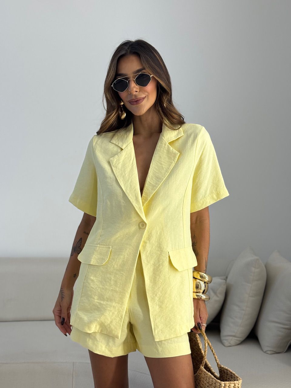 CONJUNTO CARMEN BLAZER SHORT YELLOW BUTTER