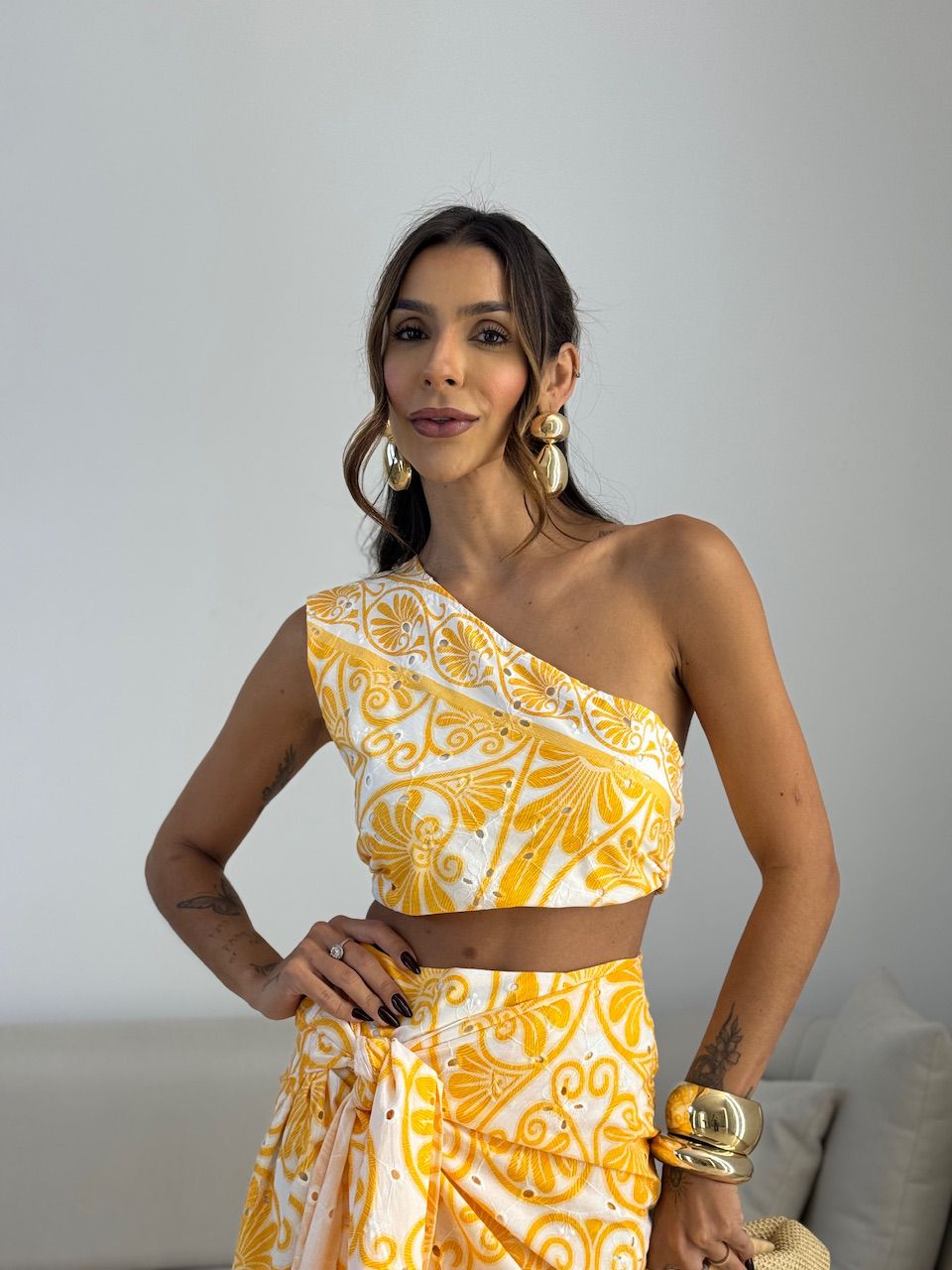 CONJUNTO NÁDIA ESTAMPADO AMARELO