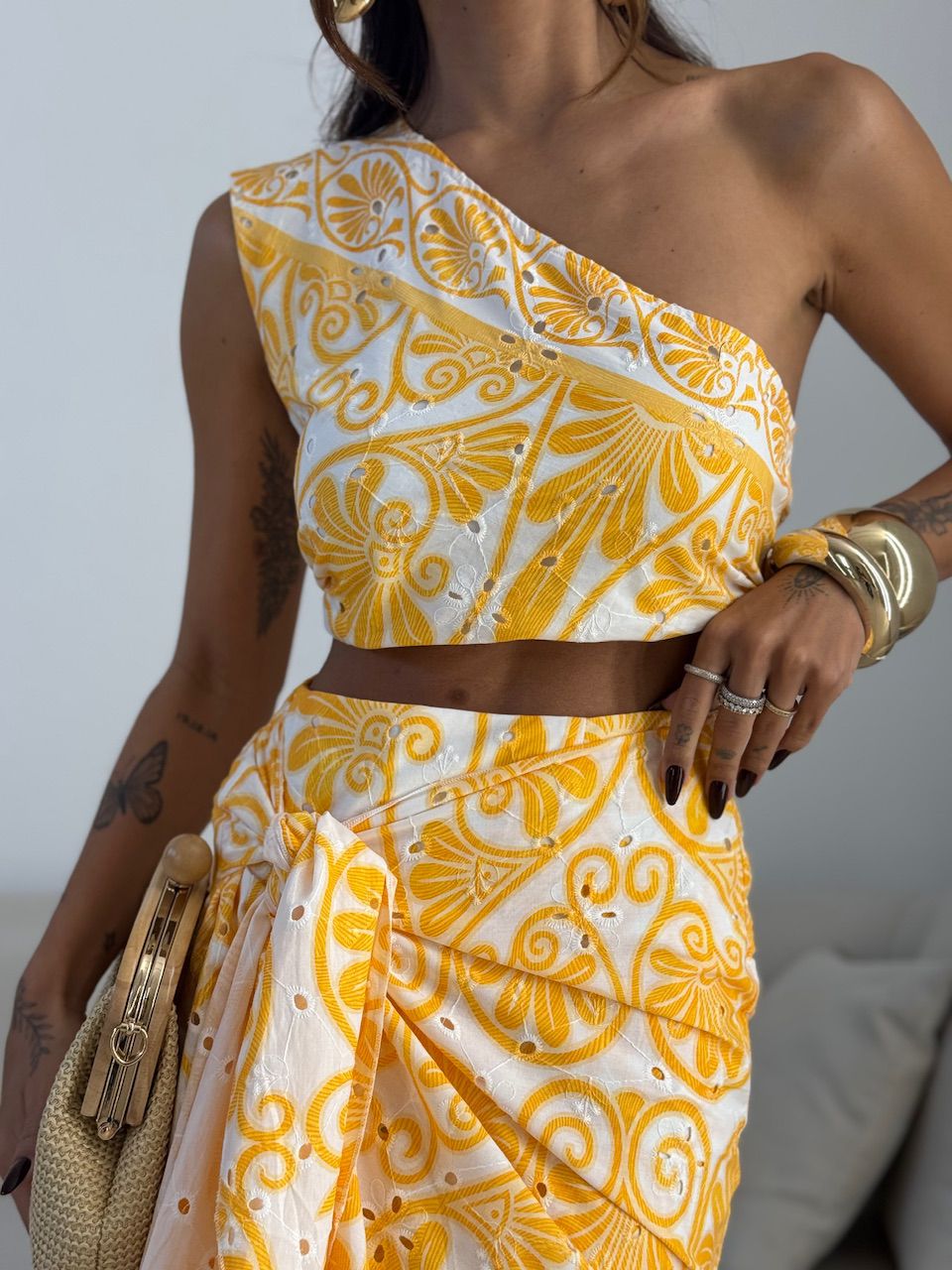 CONJUNTO NÁDIA ESTAMPADO AMARELO