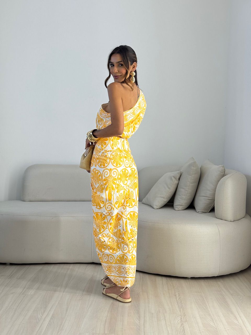 CONJUNTO NÁDIA ESTAMPADO AMARELO