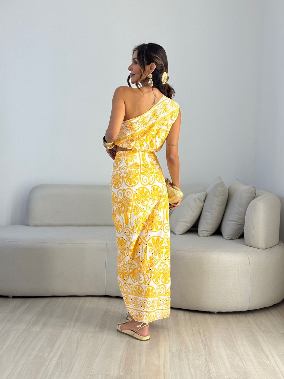 CONJUNTO NÁDIA ESTAMPADO AMARELO