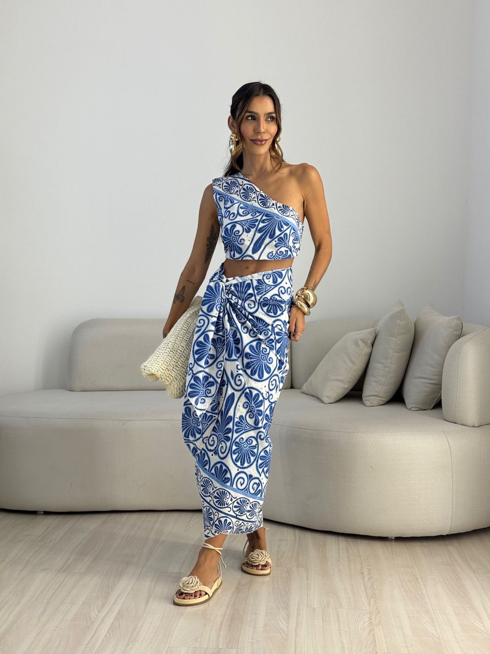 CONJUNTO NÁDIA ESTAMPADO AZUL - 0072790109 - CAROLLA FERRARO