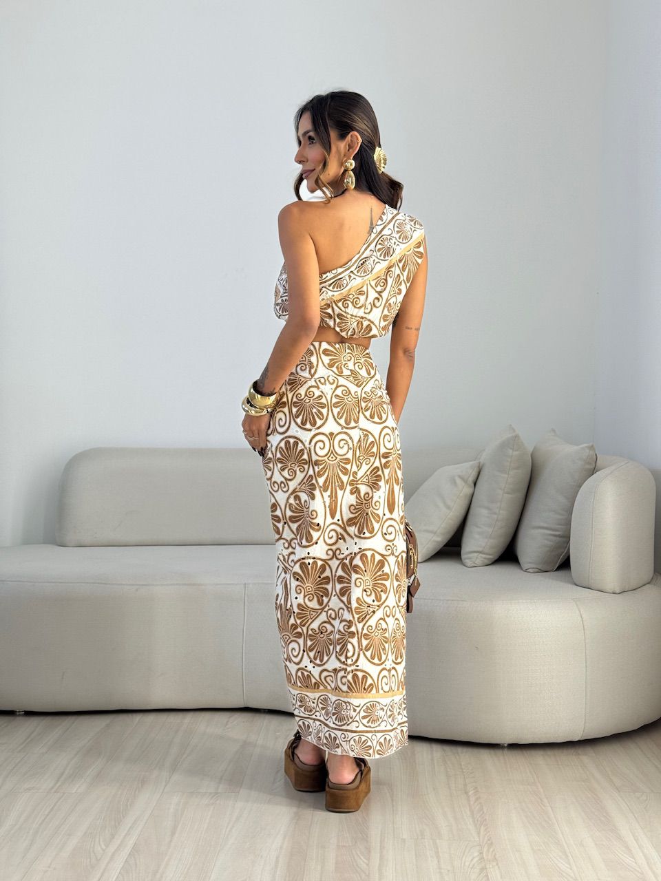 CONJUNTO NÁDIA ESTAMPADO MARROM