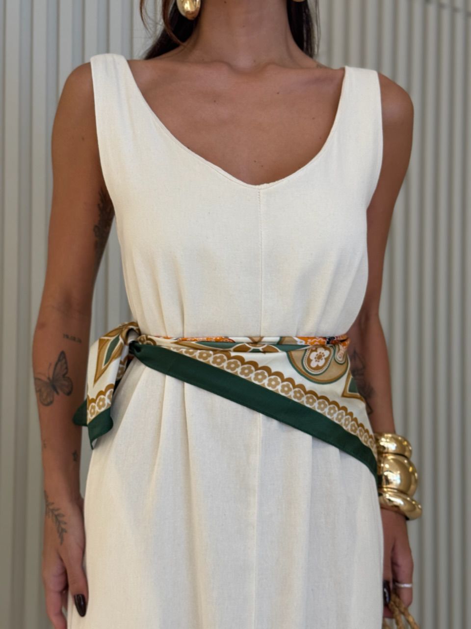 VESTIDO REBECA ECO LONGUETE AREIA