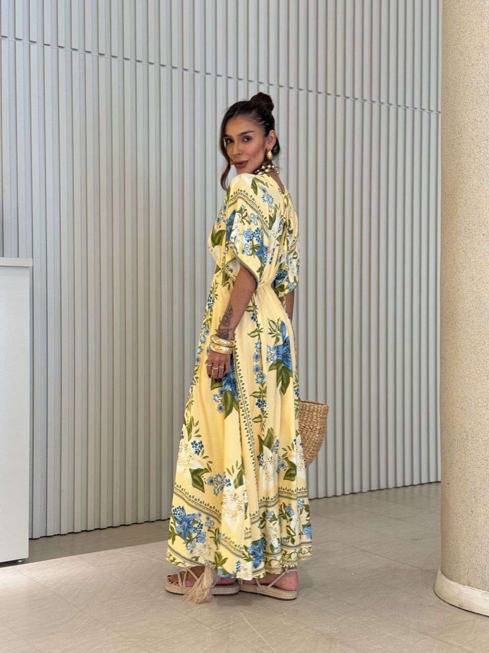 VESTIDO TAMARA ESTAMPADO AMARELO