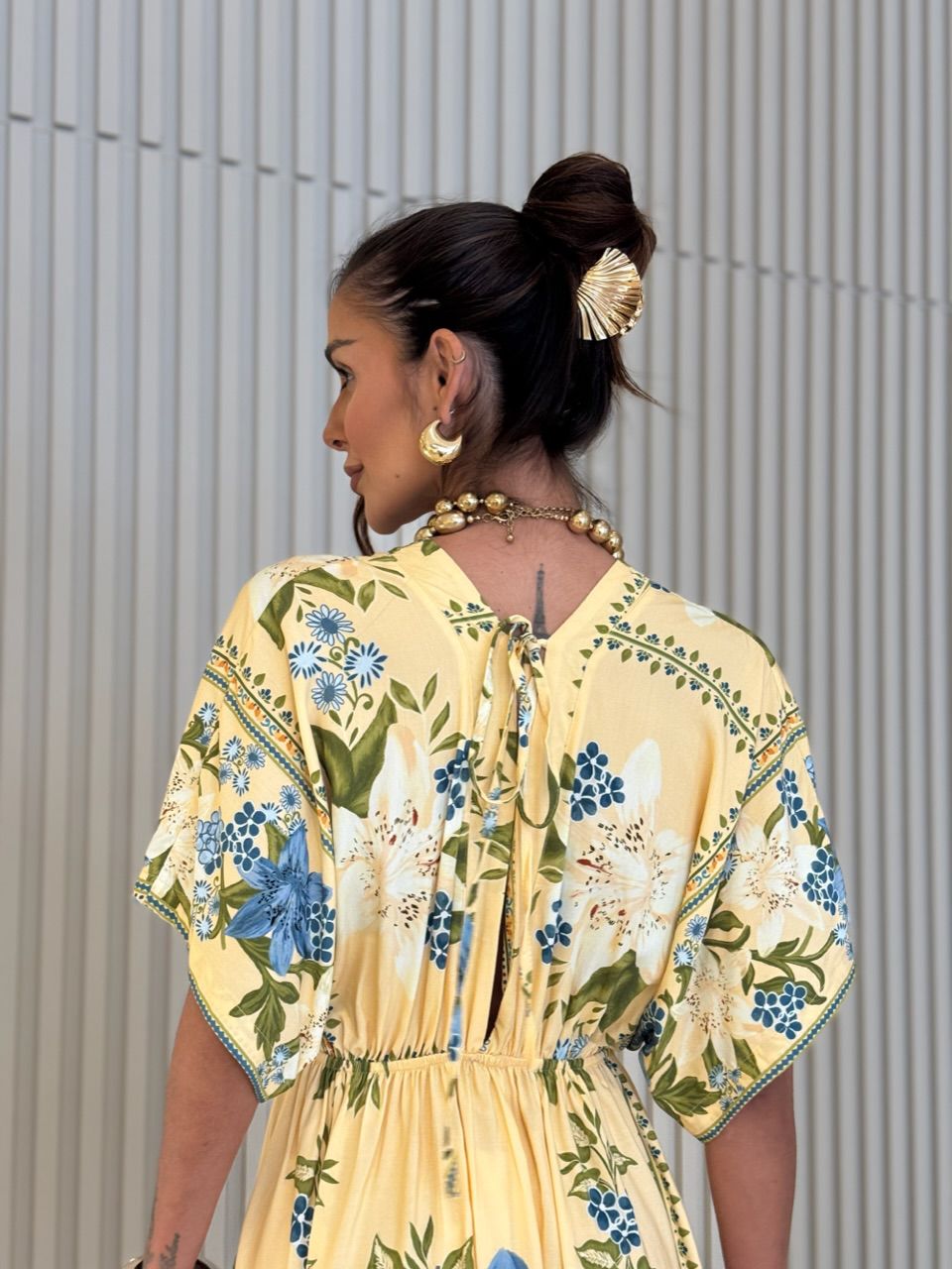 VESTIDO TAMARA ESTAMPADO AMARELO