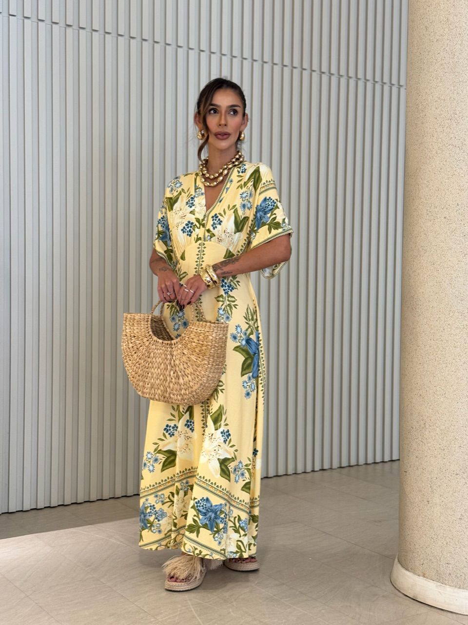 VESTIDO TAMARA ESTAMPADO AMARELO