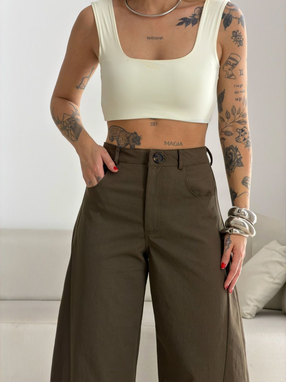 CALÇA ELAINE BALLOON MARROM