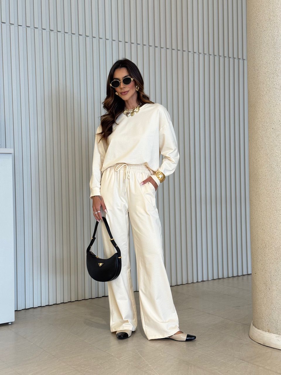 CONJUNTO RUBIA CALÇA CREME