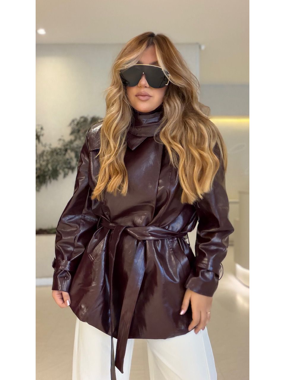 JAQUETA ALANA COURO FAKE VINHO - 0076660168 - CAROLLA FERRARO