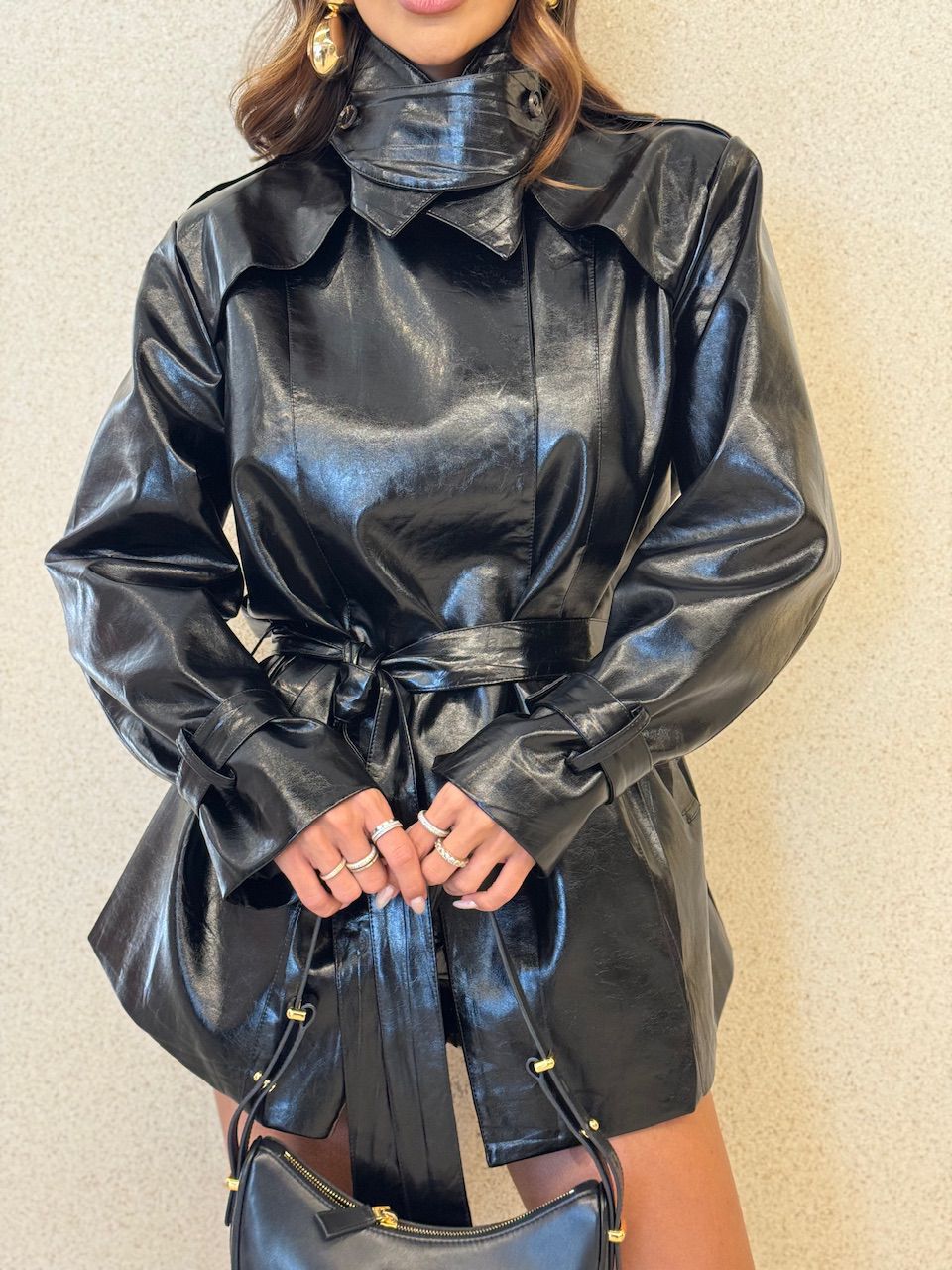 JAQUETA ALANA COURO FAKE PRETO