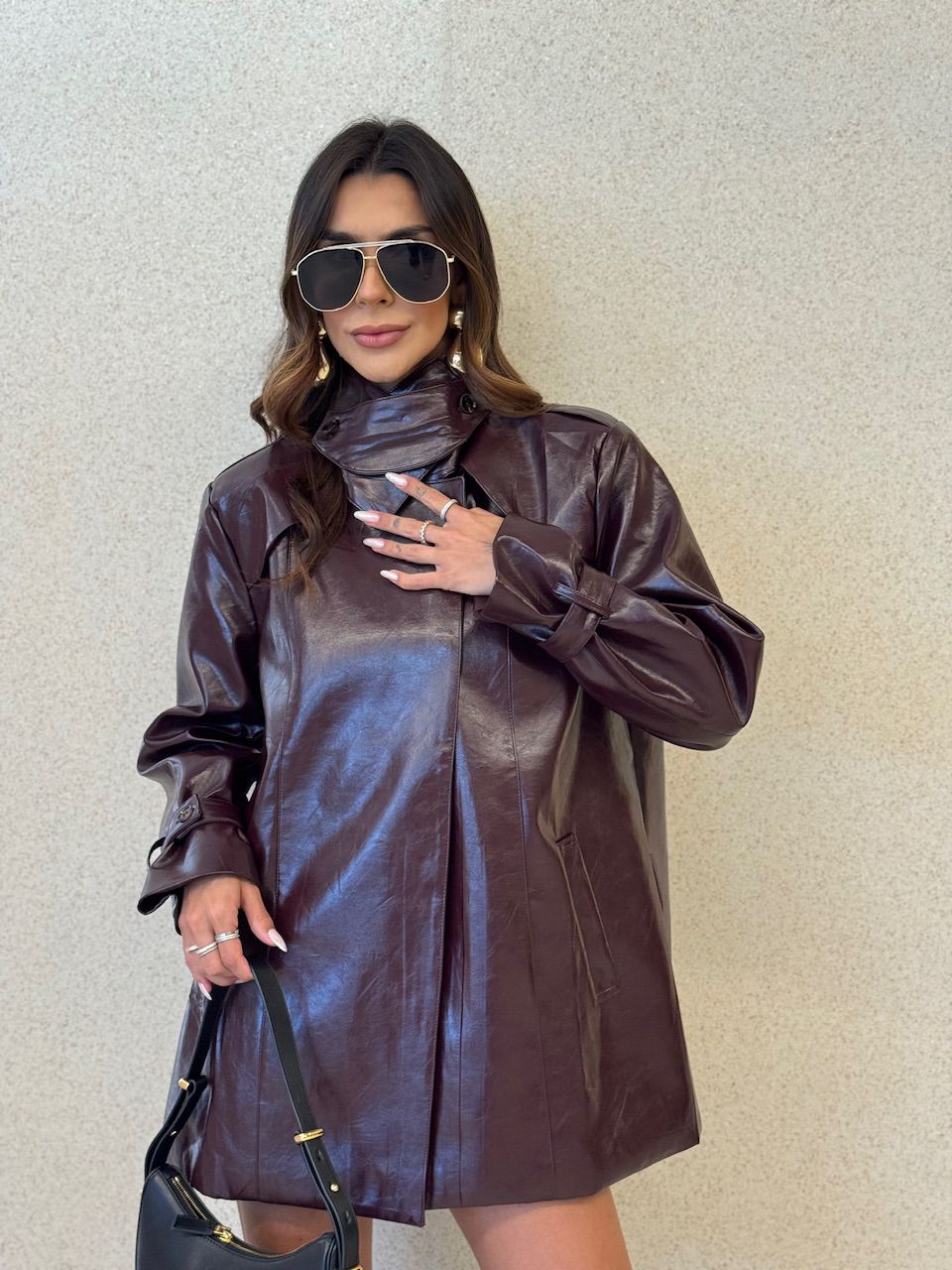 JAQUETA ALANA COURO FAKE VINHO