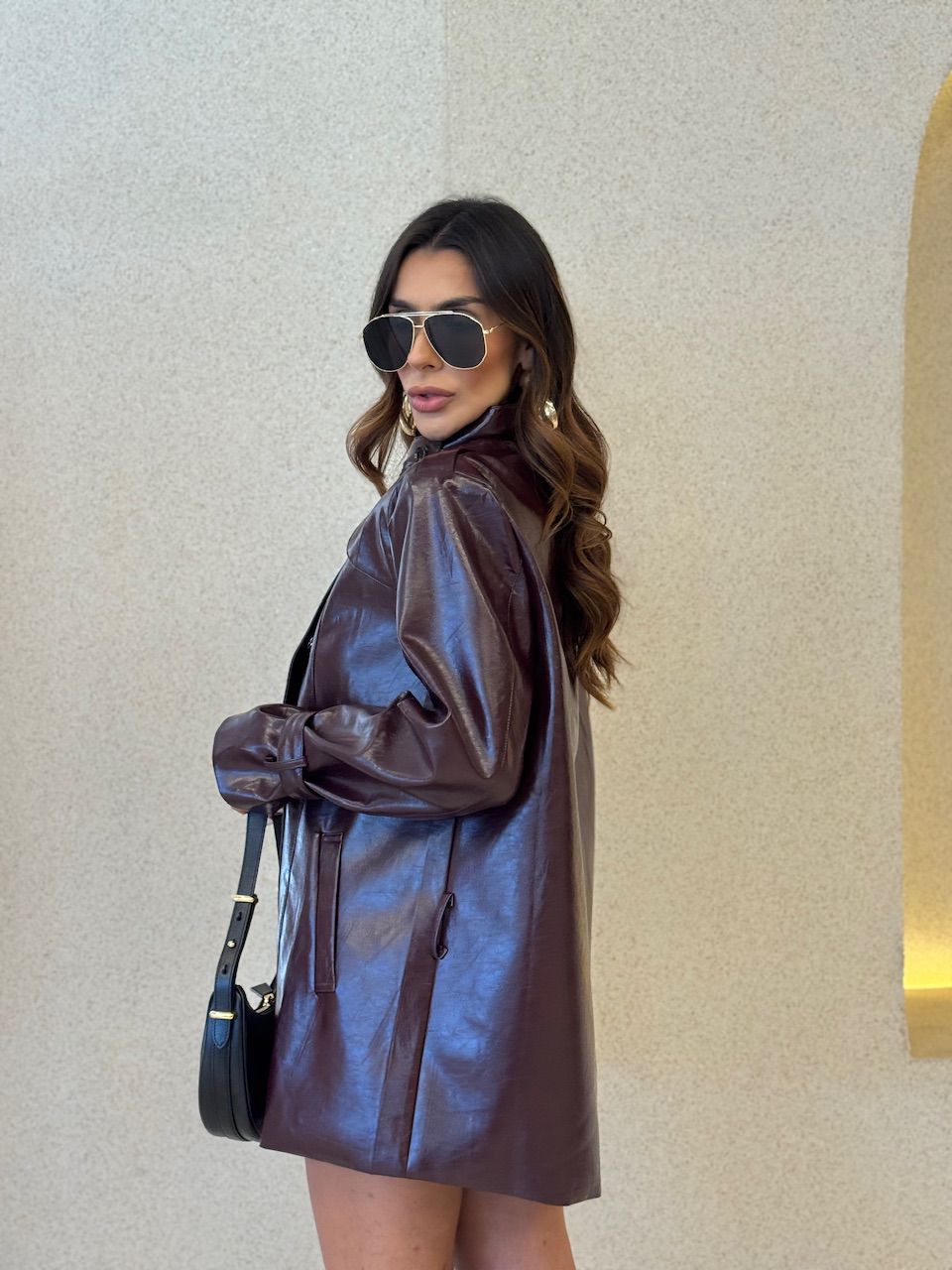 JAQUETA ALANA COURO FAKE VINHO