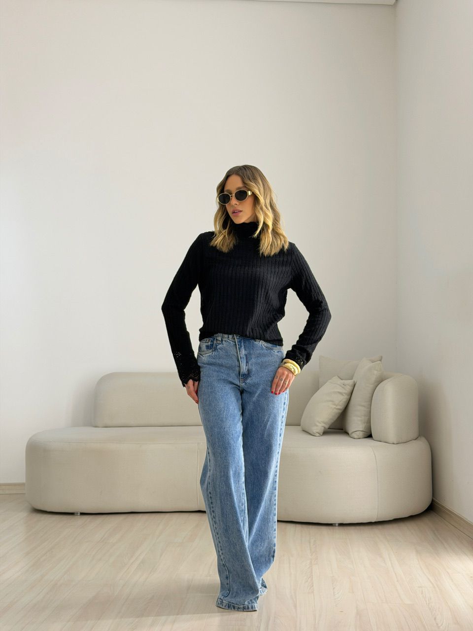 TRICOT SASHA RENDA PRETO