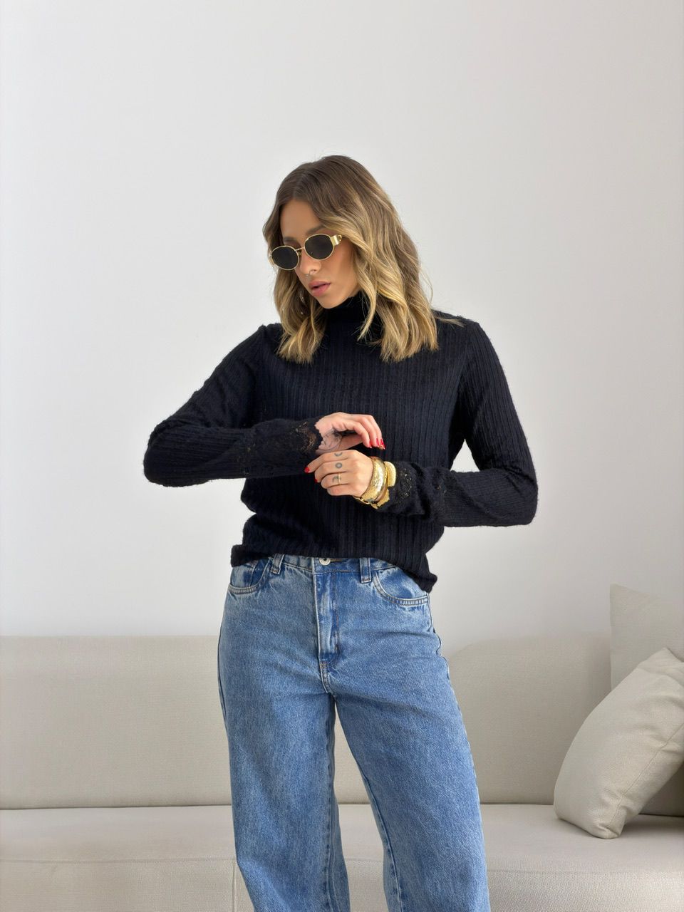 TRICOT SASHA RENDA PRETO