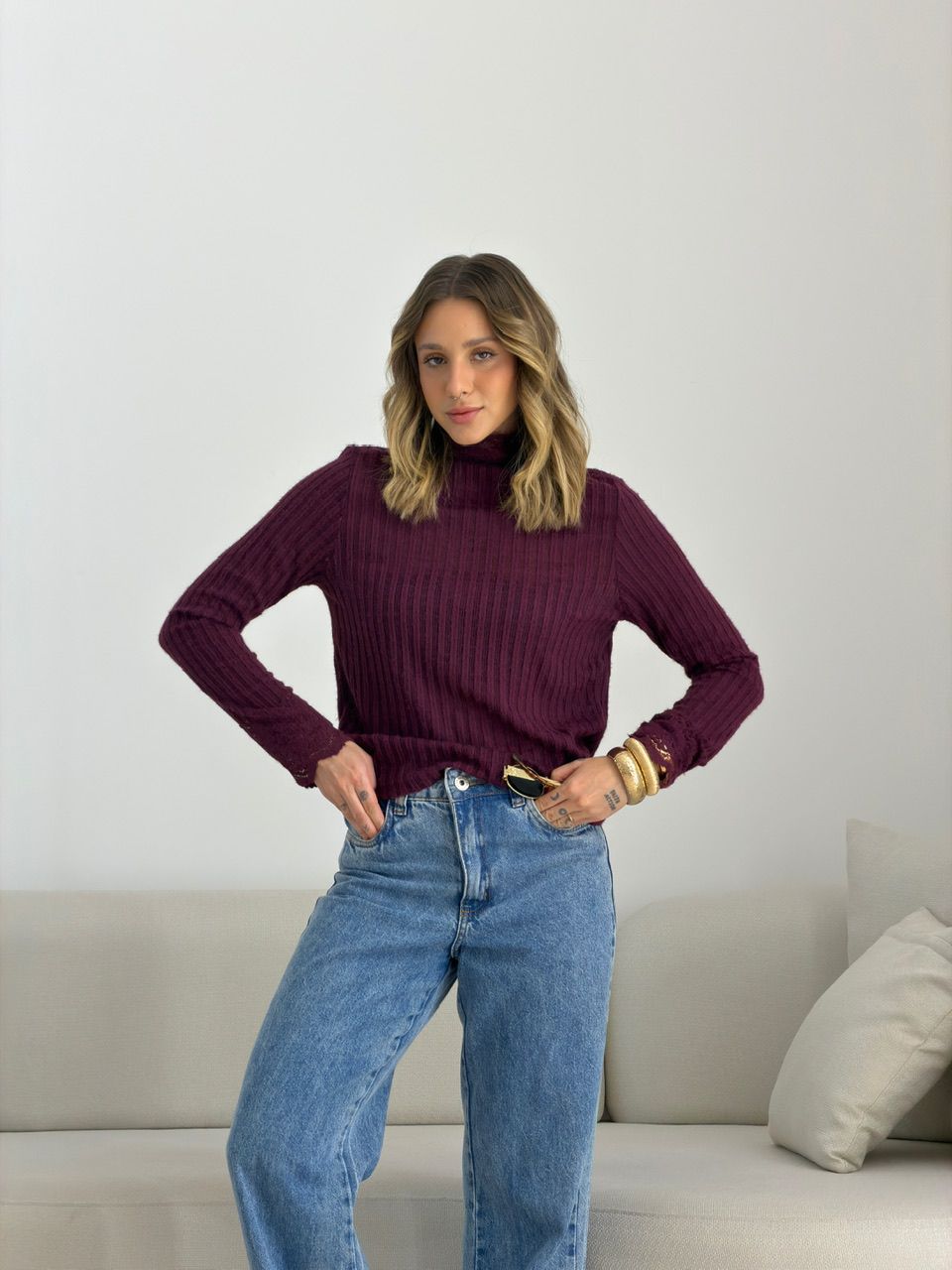 TRICOT SASHA RENDA VINHO