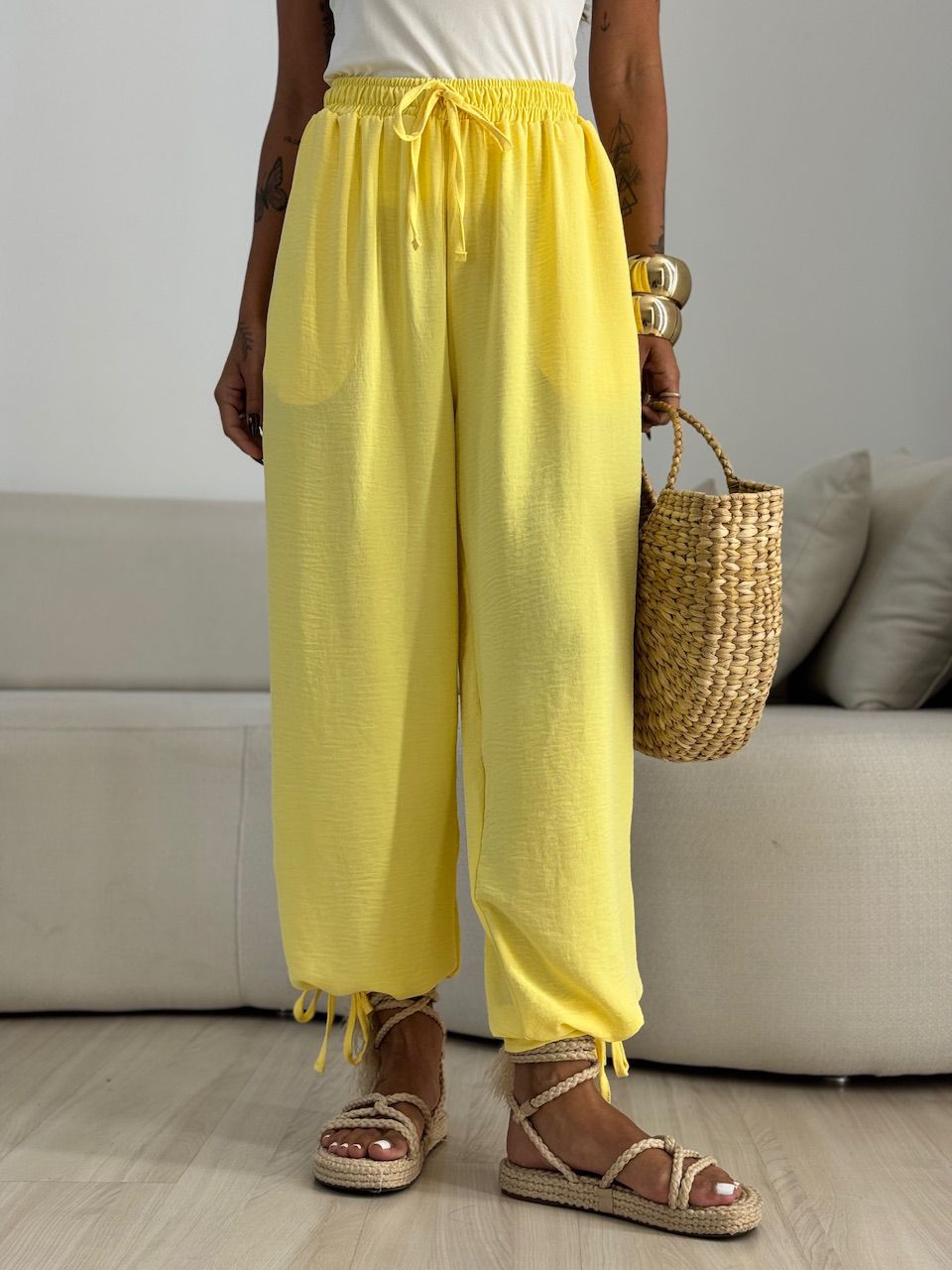 CALÇA FER 02 LASTEX AMARELA