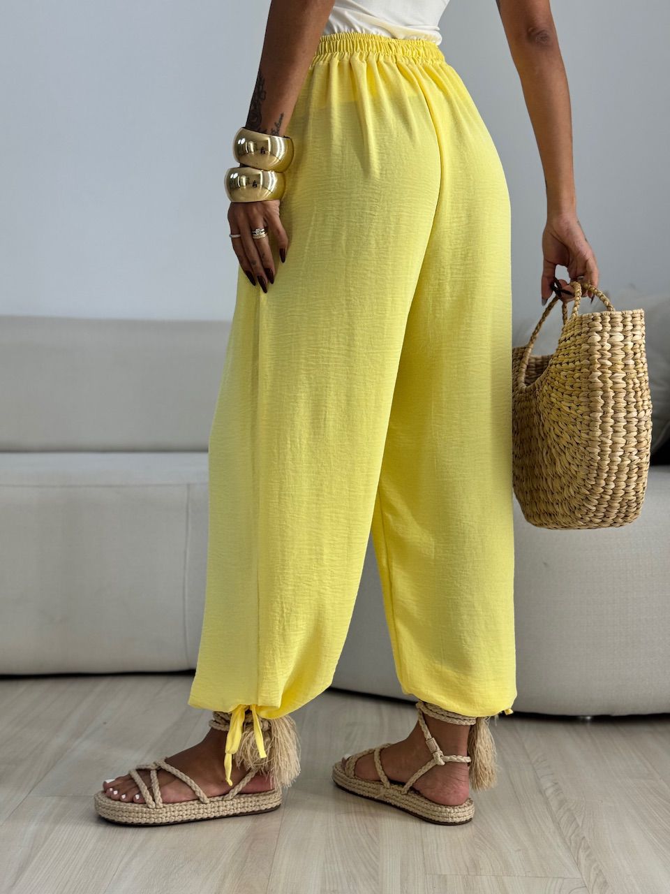 CALÇA FER 02 LASTEX AMARELA