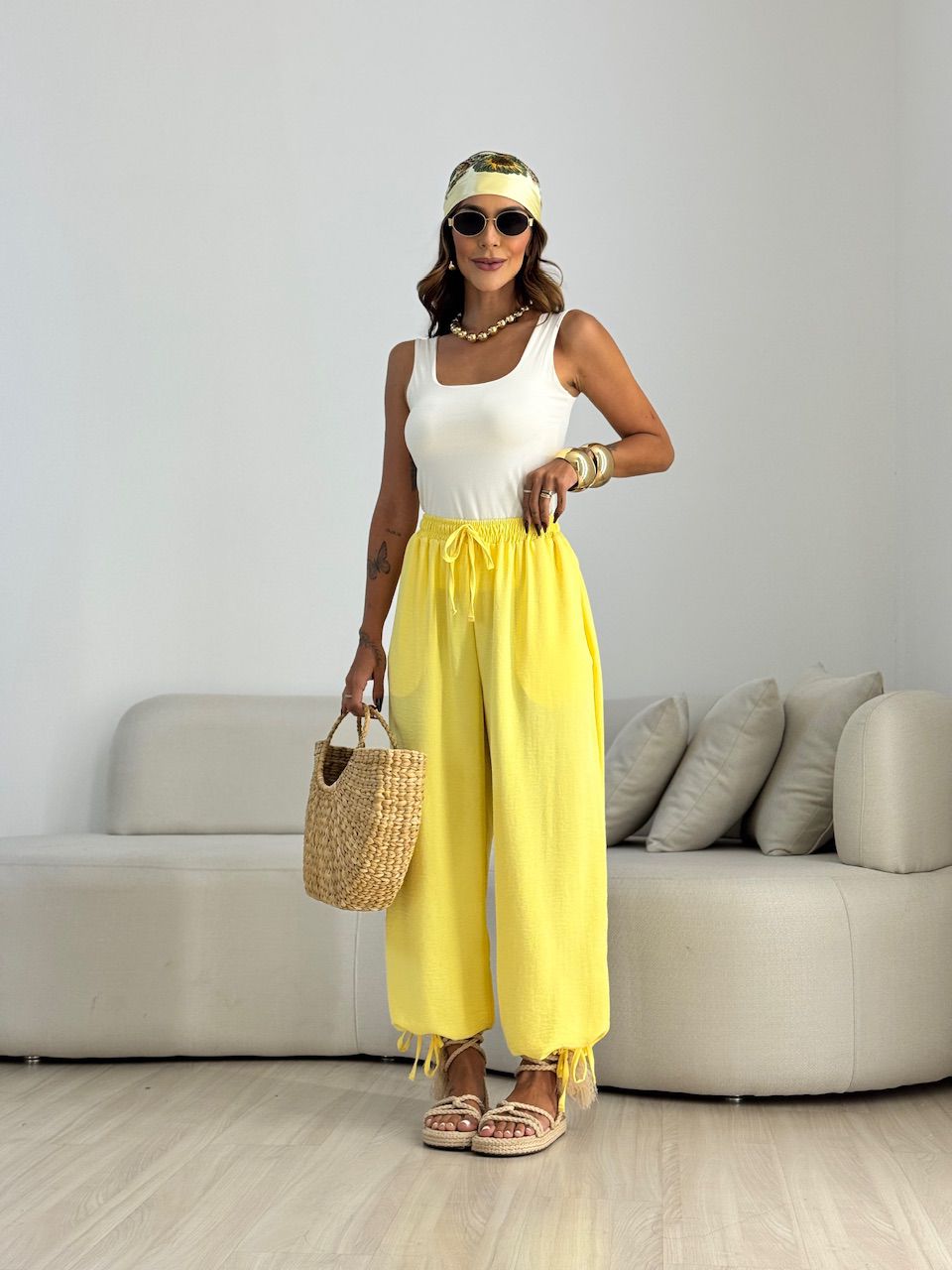 CALÇA FER 02 LASTEX AMARELA