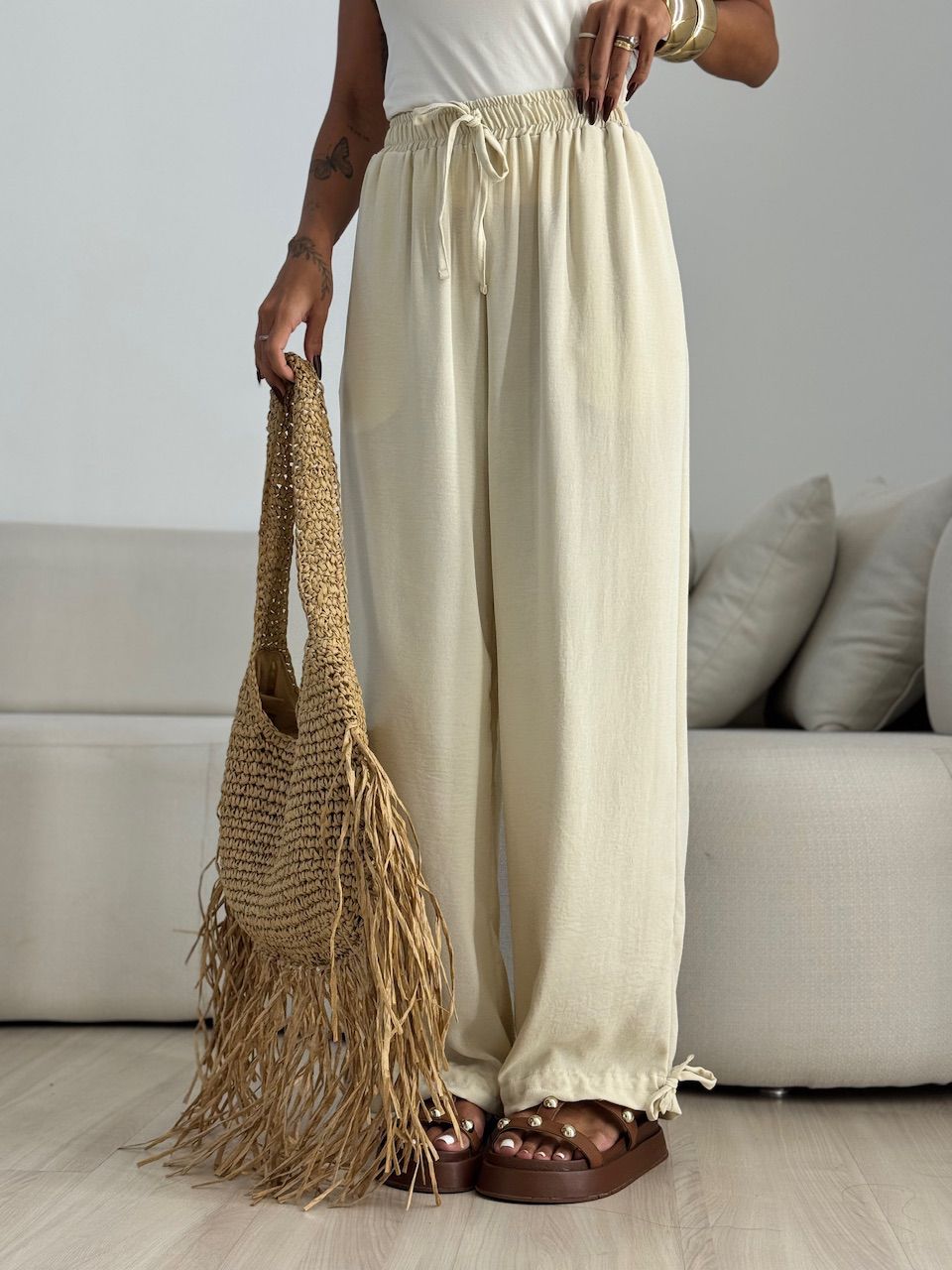 CALÇA FER 02 LASTEX AREIA