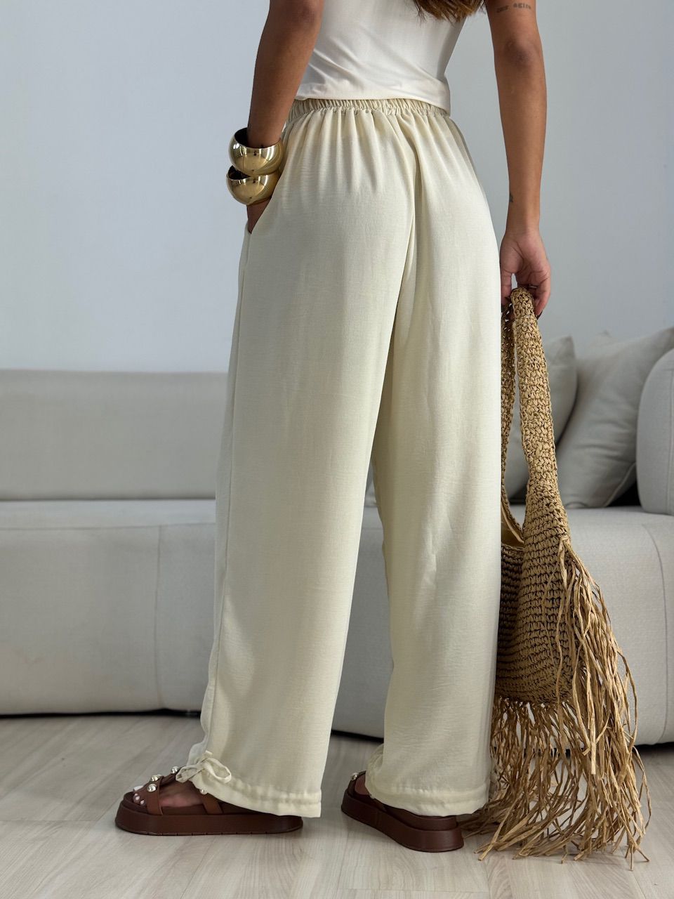CALÇA FER 02 LASTEX AREIA
