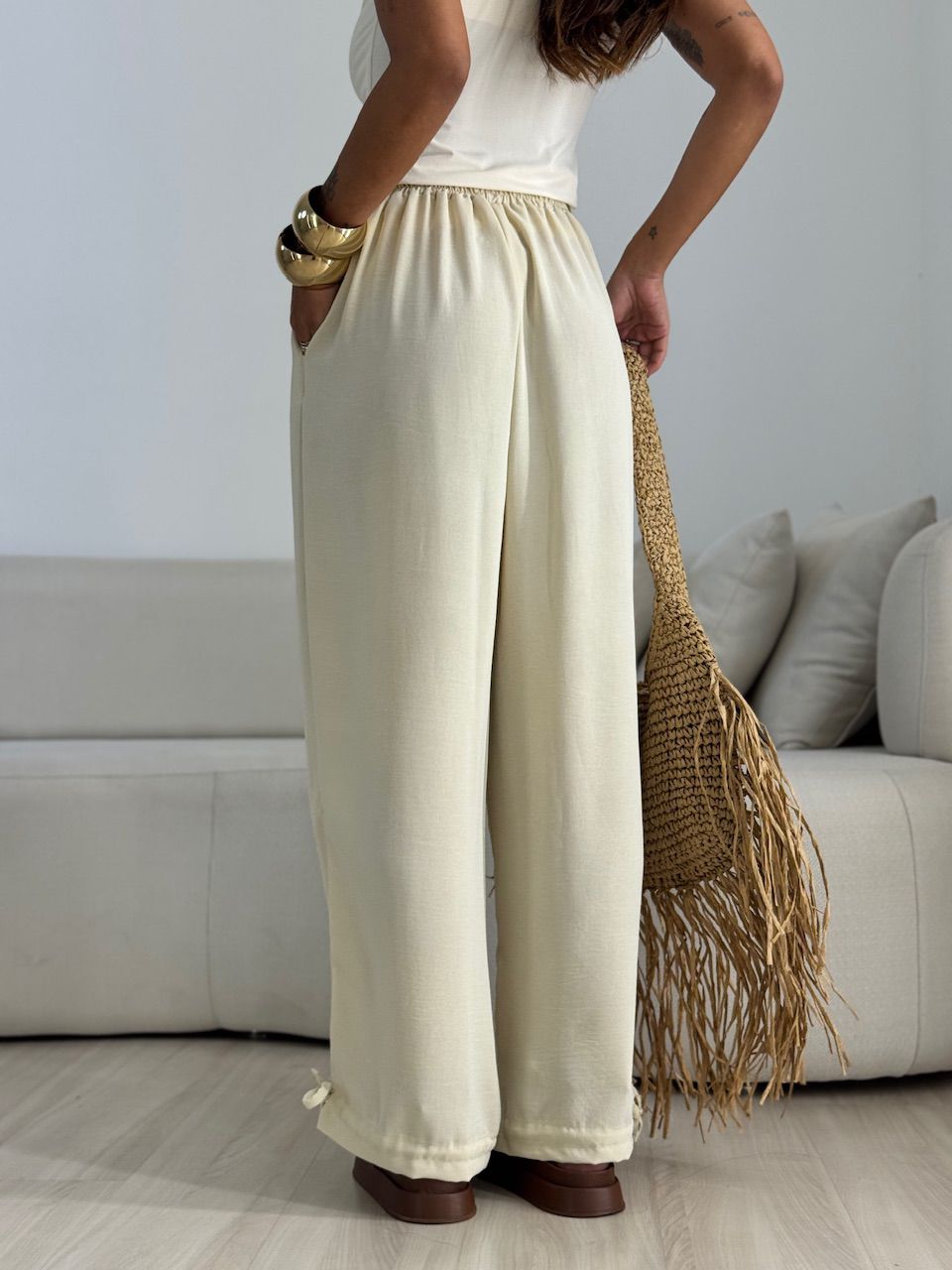 CALÇA FER 02 LASTEX AREIA