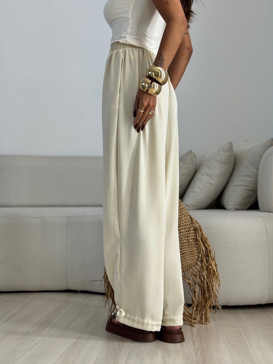 CALÇA FER 02 LASTEX AREIA