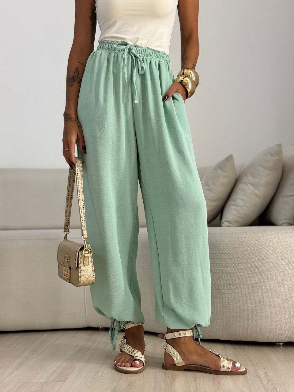 CALÇA FER 02 LASTEX VERDE - 0070780014 - CAROLLA FERRARO