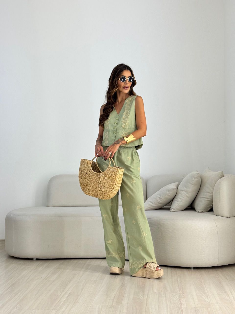 CONJUNTO SUELEN BORDADO VERDE