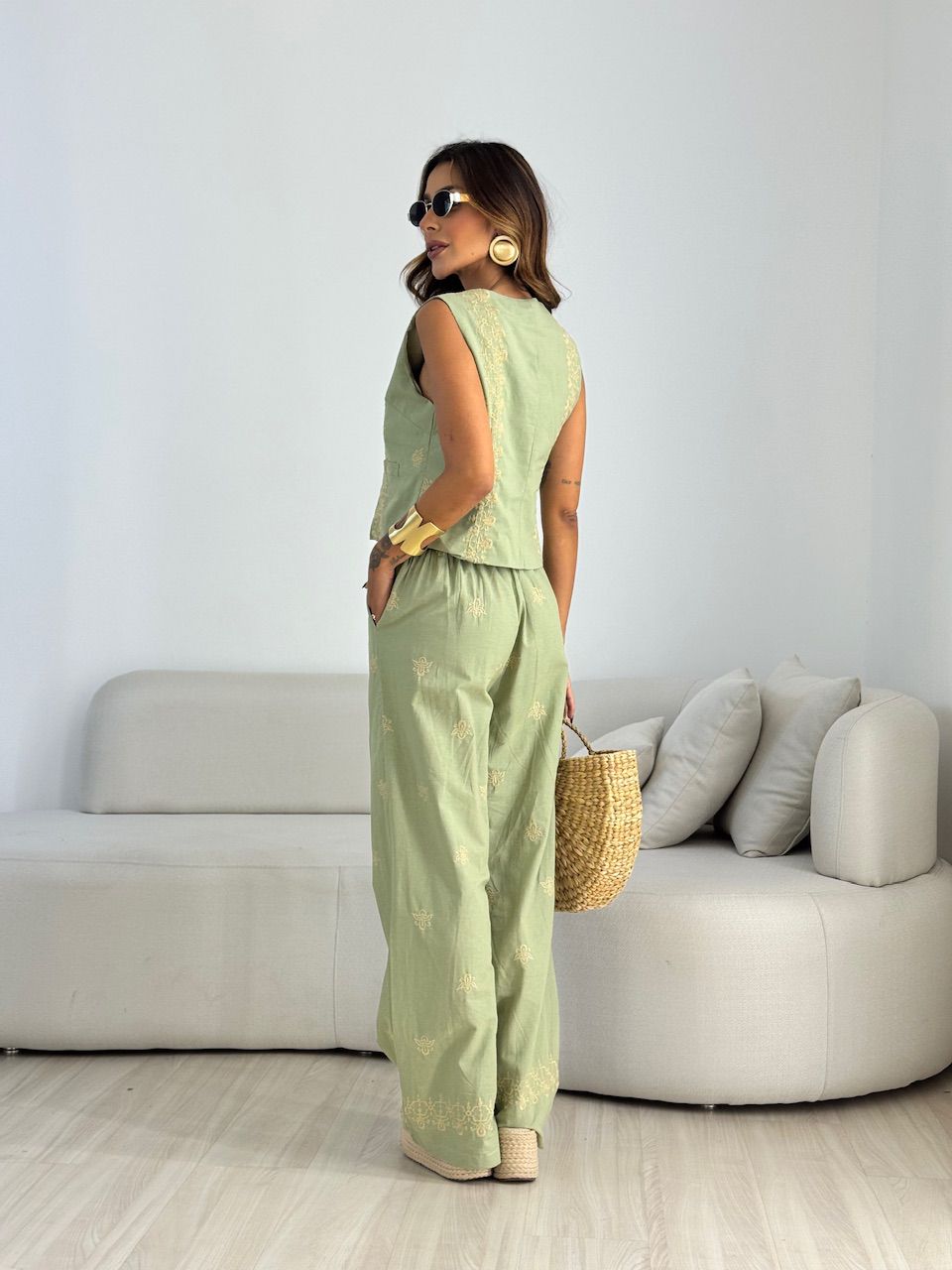 CONJUNTO SUELEN BORDADO VERDE