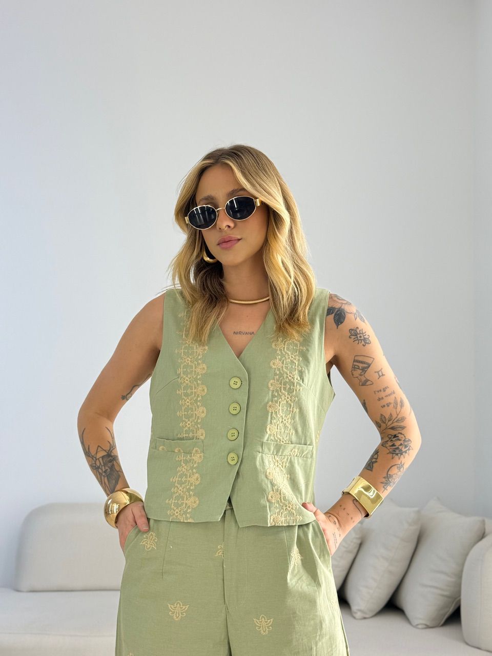 CONJUNTO SUELEN BORDADO VERDE