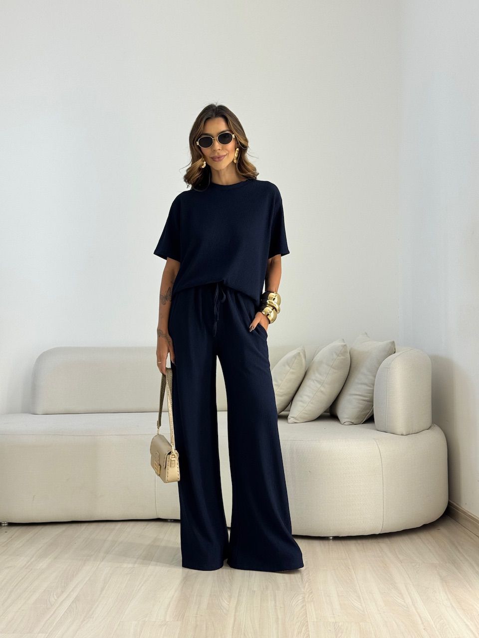 CONJUNTO IRENE BLUSA CALÇA marinho - 0064470055 - CAROLLA FERRARO