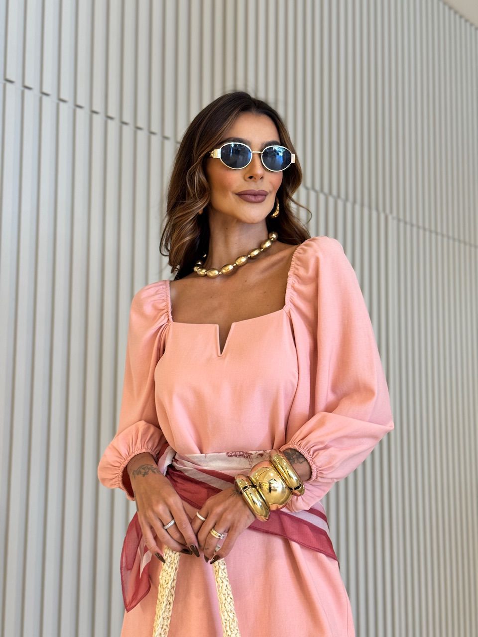 VESTIDO MARGARETE MANGA BUFANTE BABY PINK