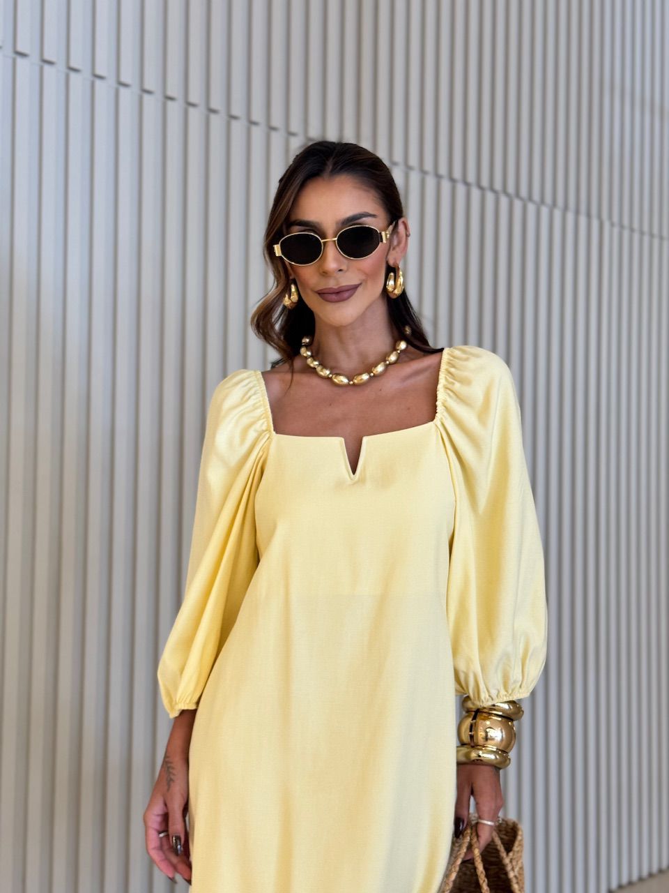 VESTIDO MARGARETE MANGA BUFANTE YELLOW BUTTER