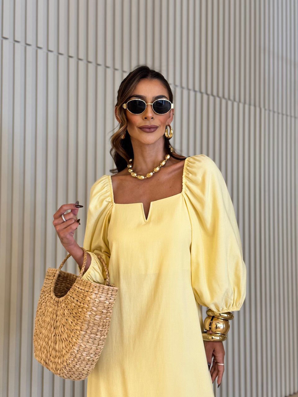 VESTIDO MARGARETE MANGA BUFANTE YELLOW BUTTER