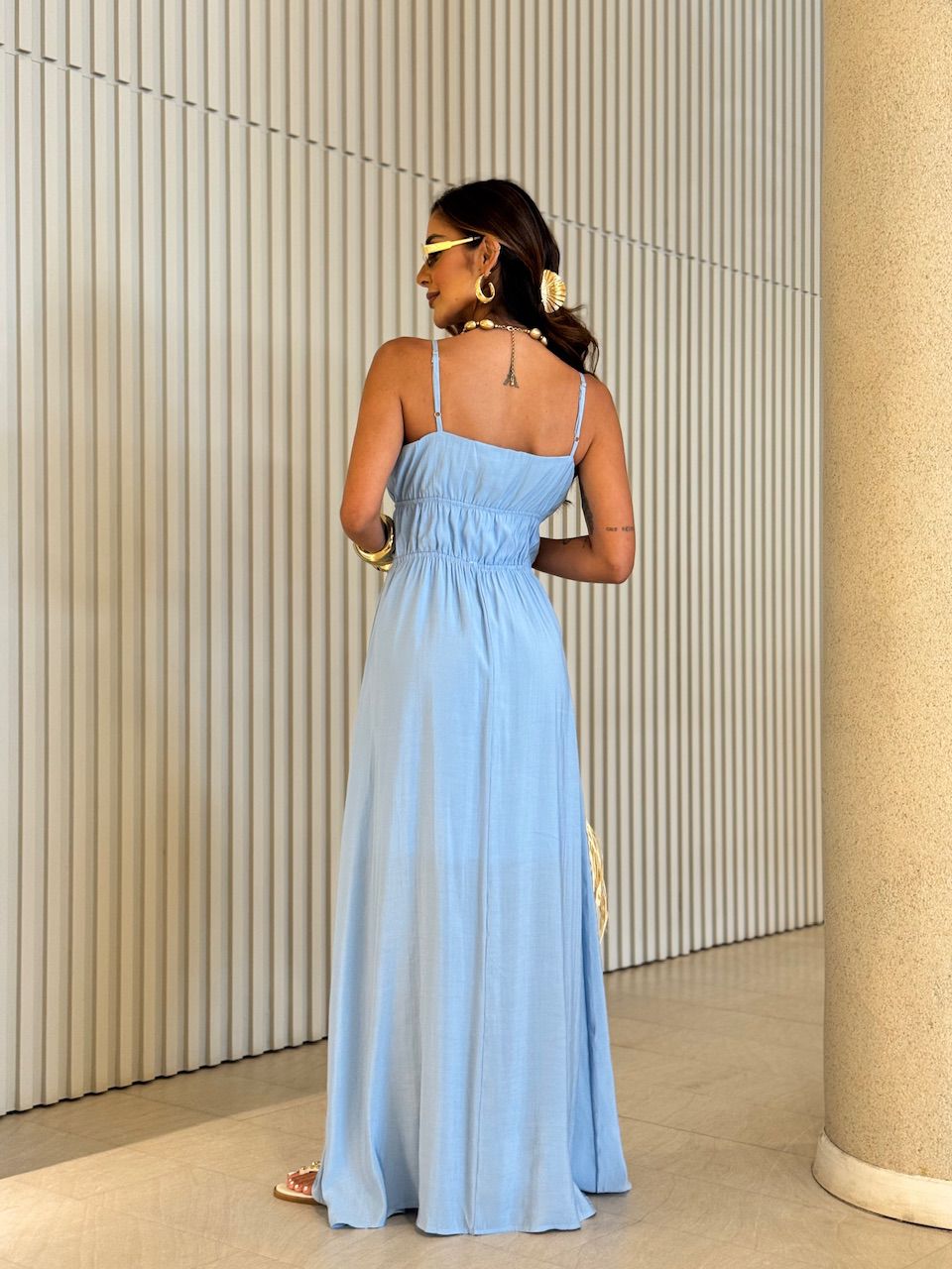 VESTIDO MIRELA ALCINHA LONGO AZUL