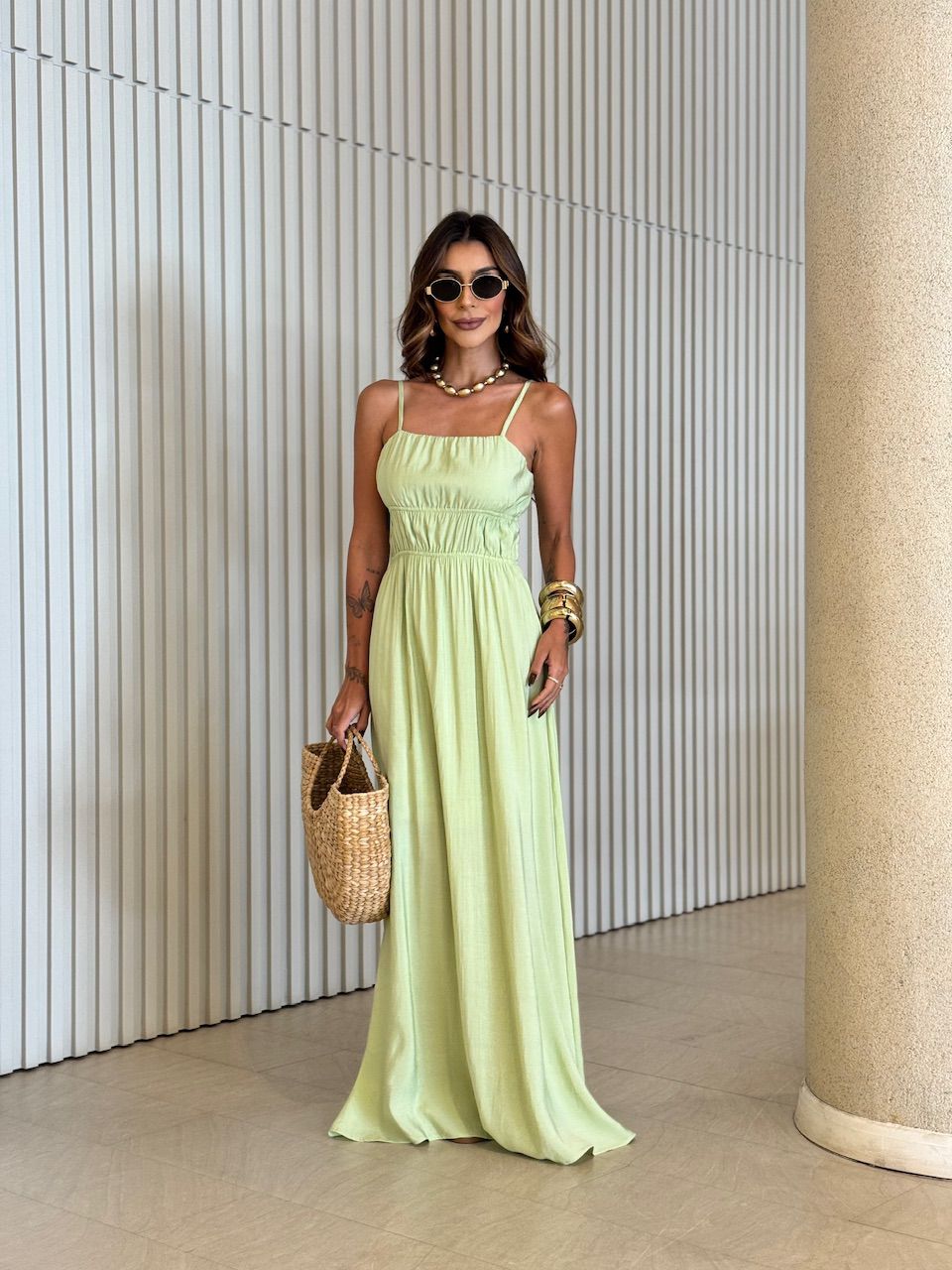 VESTIDO MIRELA ALCINHA LONGO VERDE - 0070720014 - CAROLLA FERRARO