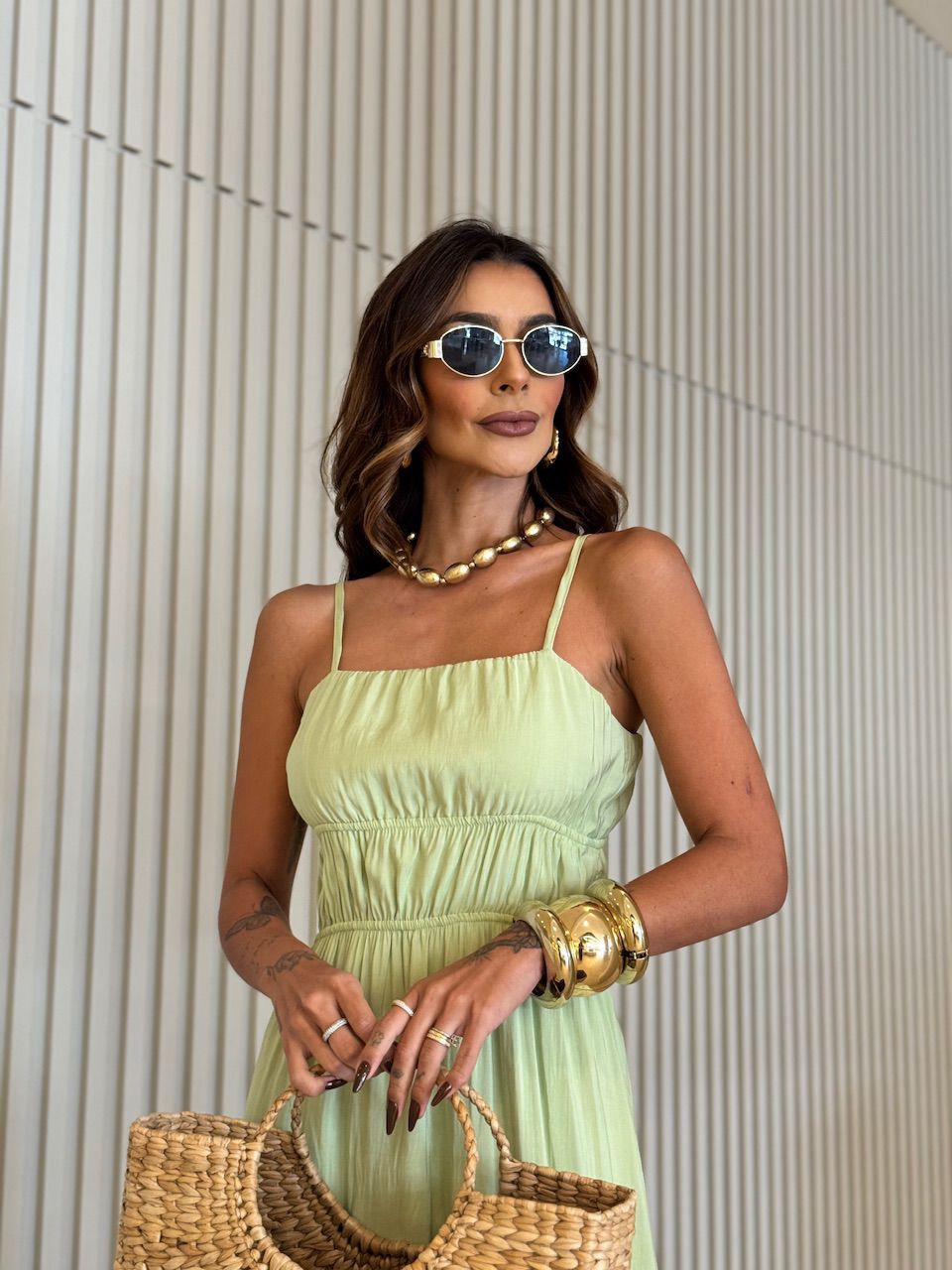 VESTIDO MIRELA ALCINHA LONGO VERDE