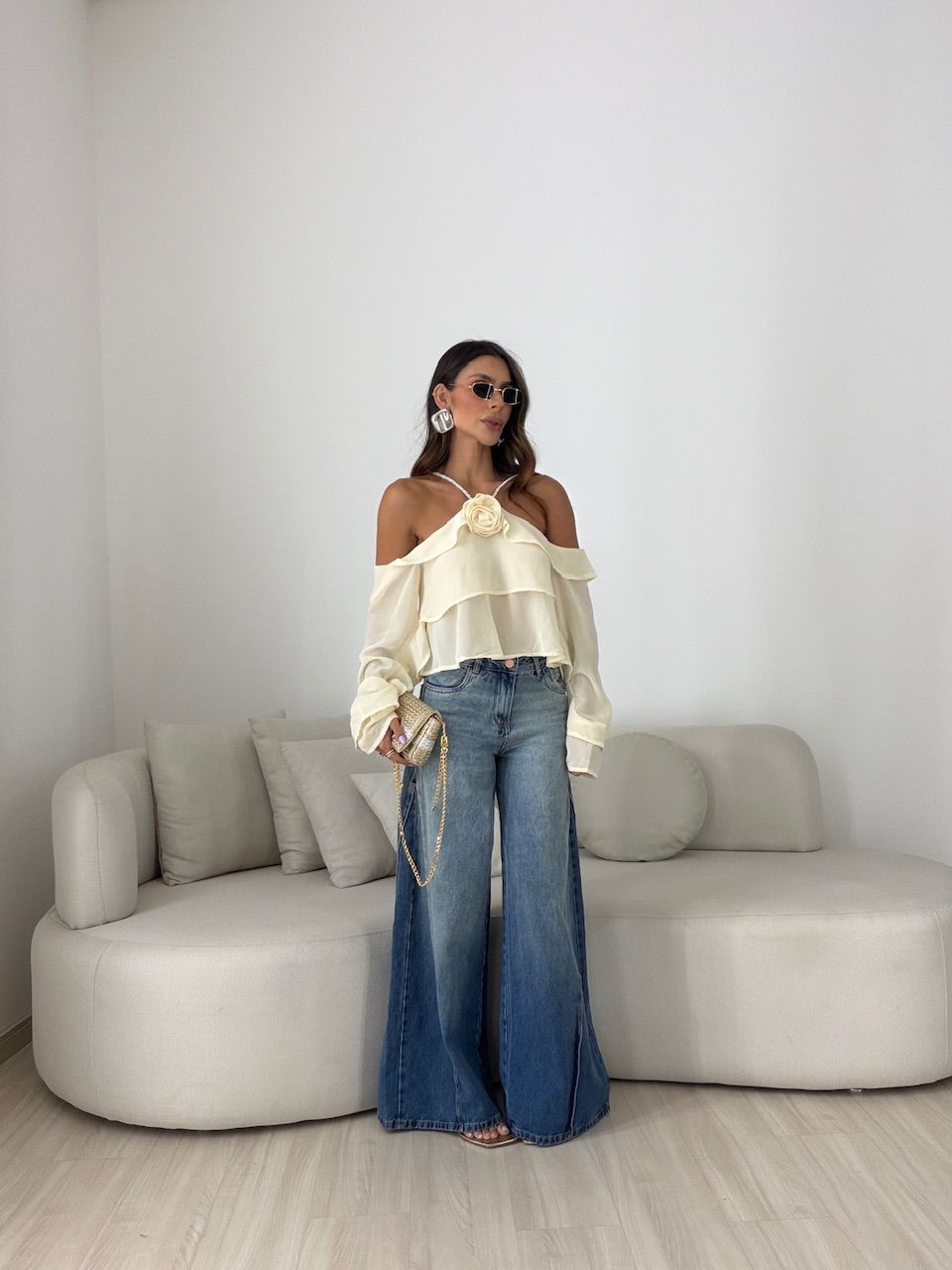 BLUSA ALICIA BABADOS CREME