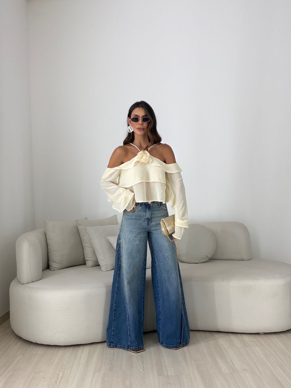BLUSA ALICIA BABADOS CREME