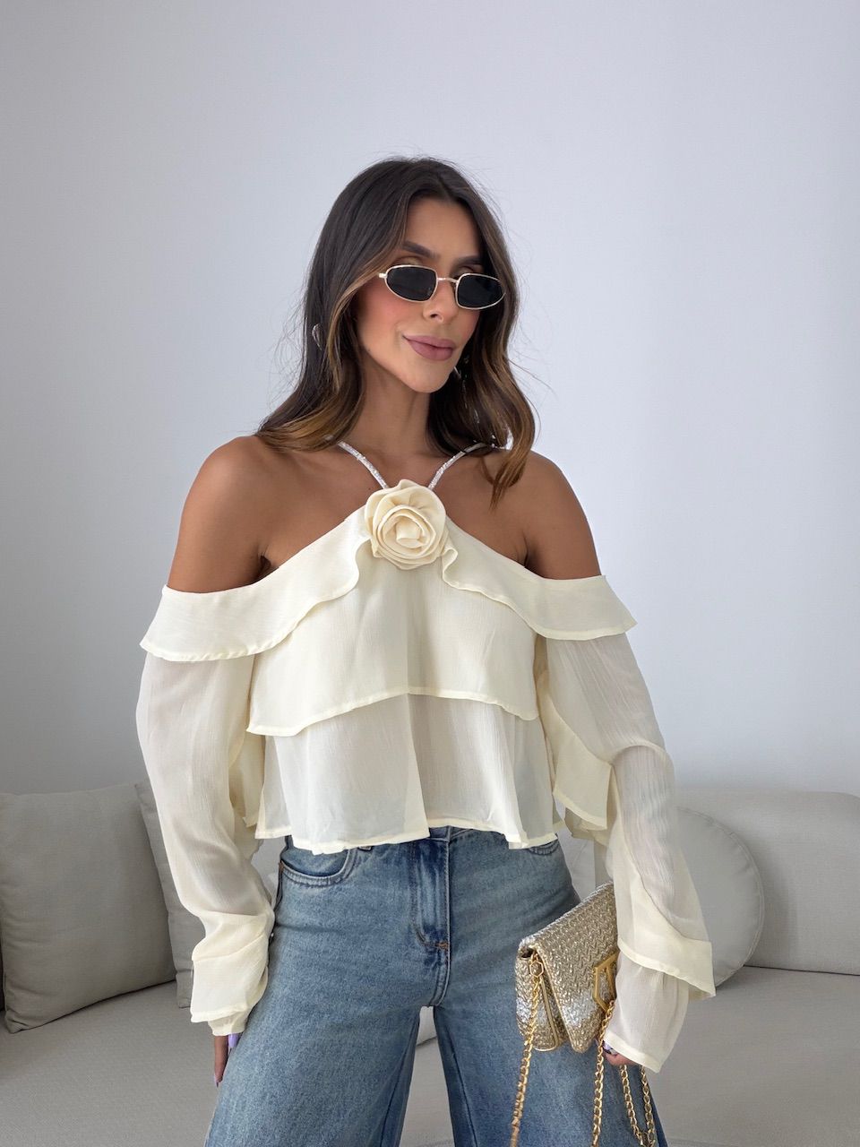 BLUSA ALICIA BABADOS CREME