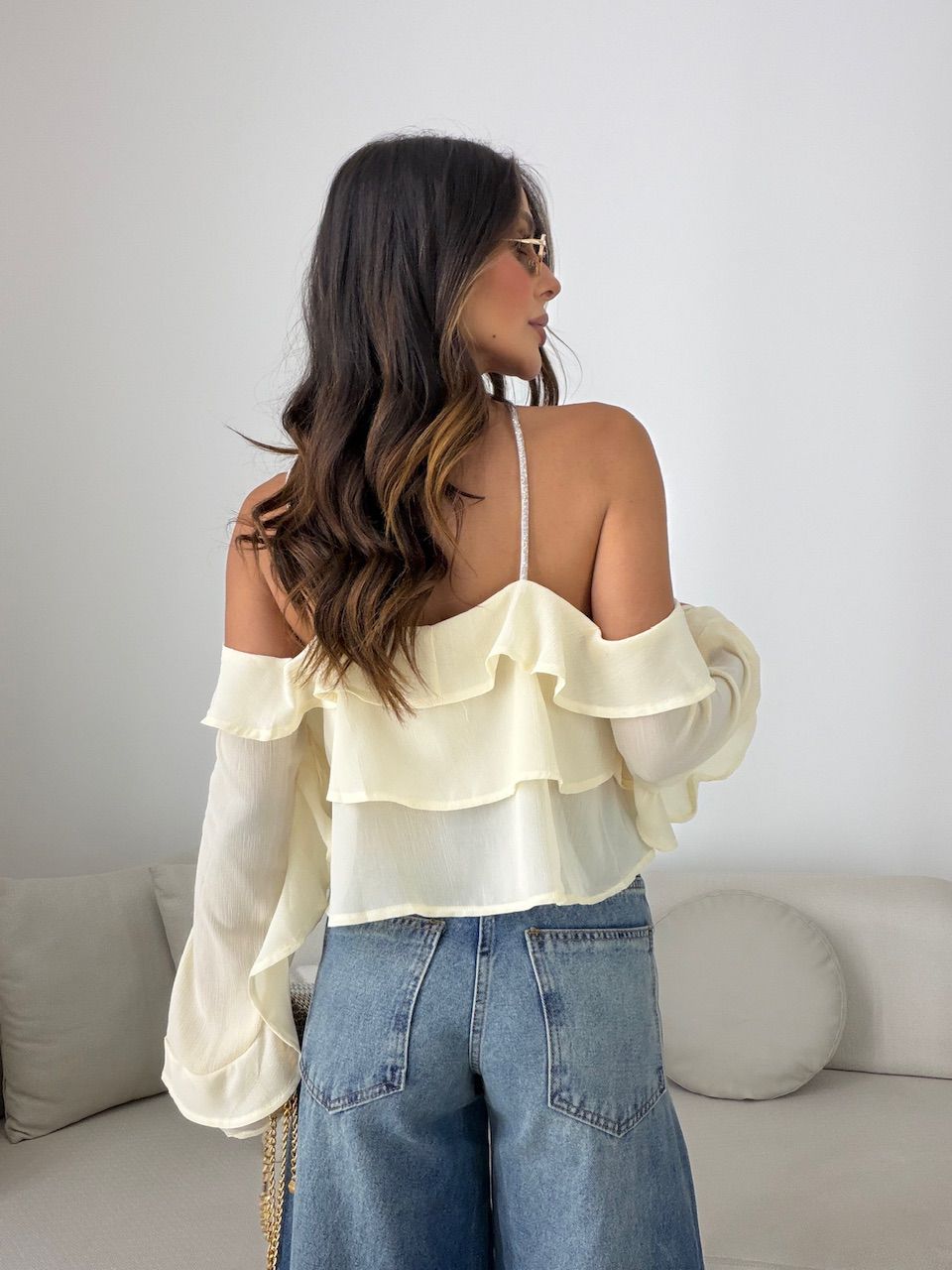 BLUSA ALICIA BABADOS CREME