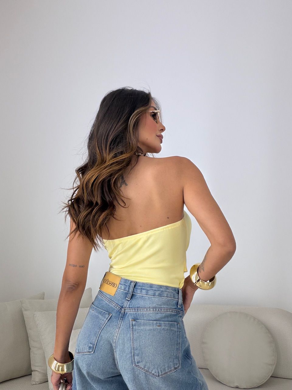 BLUSA DAMARIS TOMARA QUE CAIA AMARELA