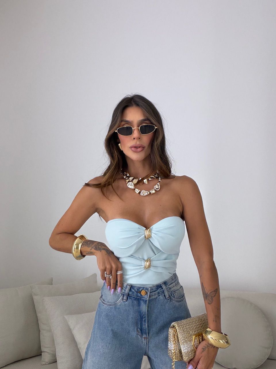 BLUSA DAMARIS TOMARA QUE CAIA AZUL - 0082370109 - CAROLLA FERRARO
